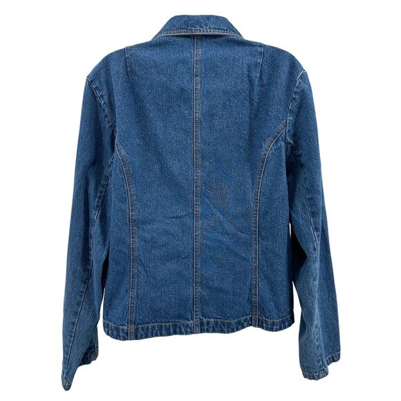 Gordon James Jean Jacket Sz XL Dark Wash Denim Floral Paisley Embroidered Blazer - Picture 9 of 12